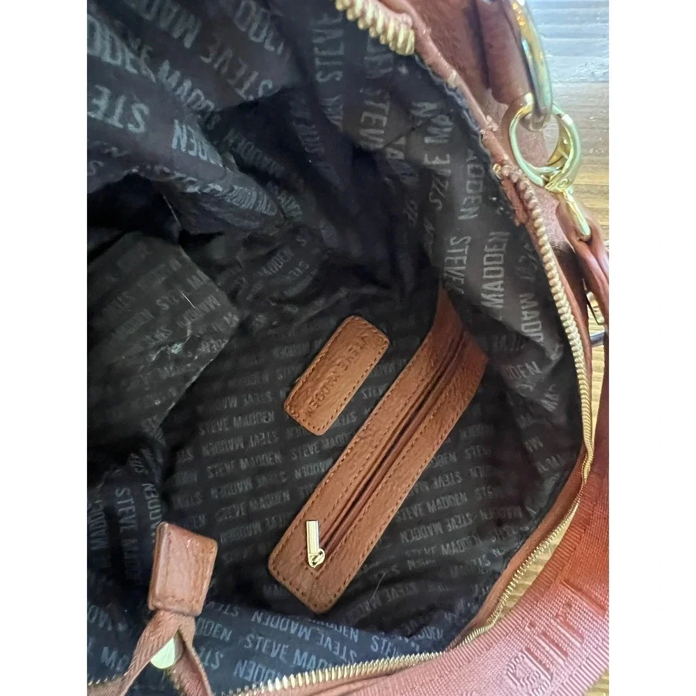 Steve Madden Brown Faux Leather Hobo Bag‎ Crossbody Tassel Cognac Large